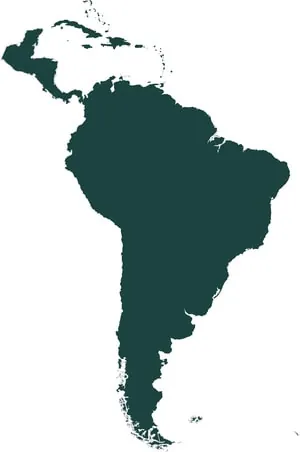 Map highlighting the Caribbean, Central and South America